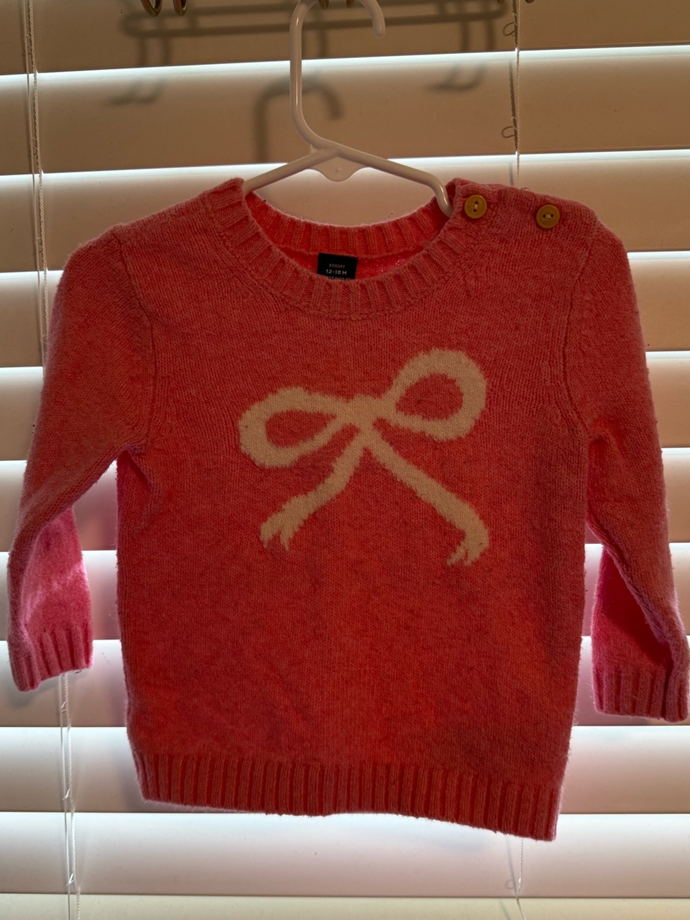 Old Navy Pink Crewneck Sweater with White Bow